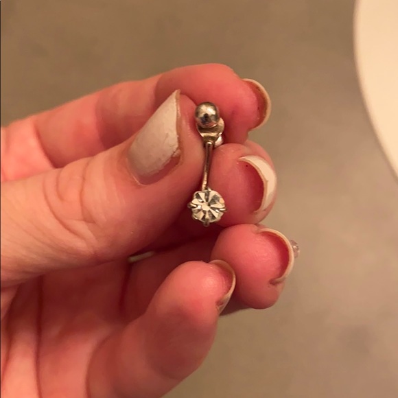 (CLOSET CLOSING FINAL SALE) Silver Diamond Hug Style Studs - Picture 4 of 5